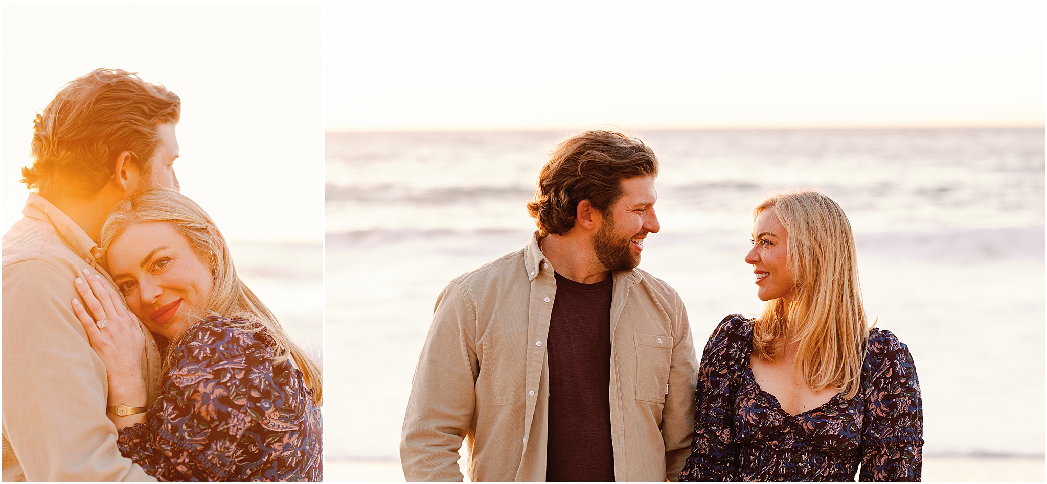 Golden hour Big Sur proposal with dramatic coastal beach views.