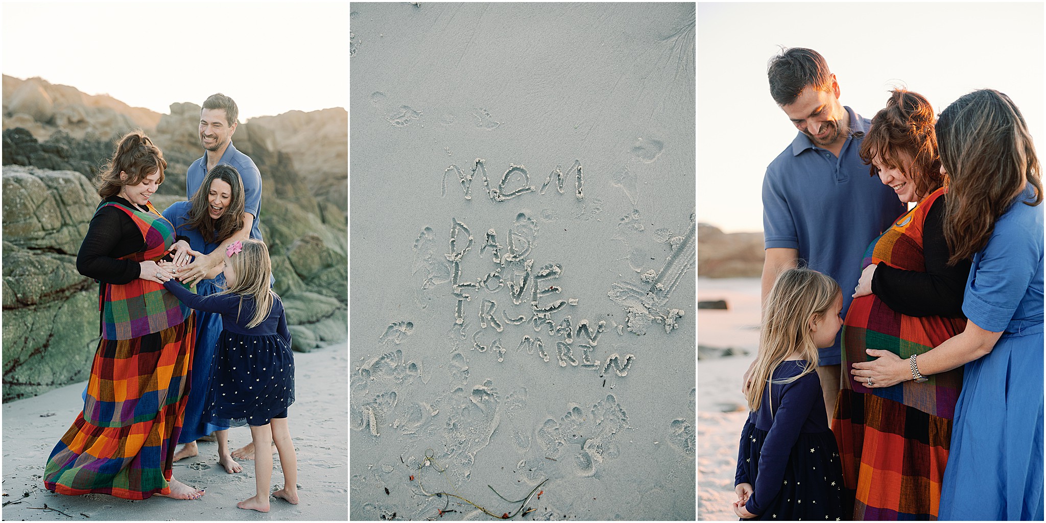 Maternity photos with surrogate and family at the beach.