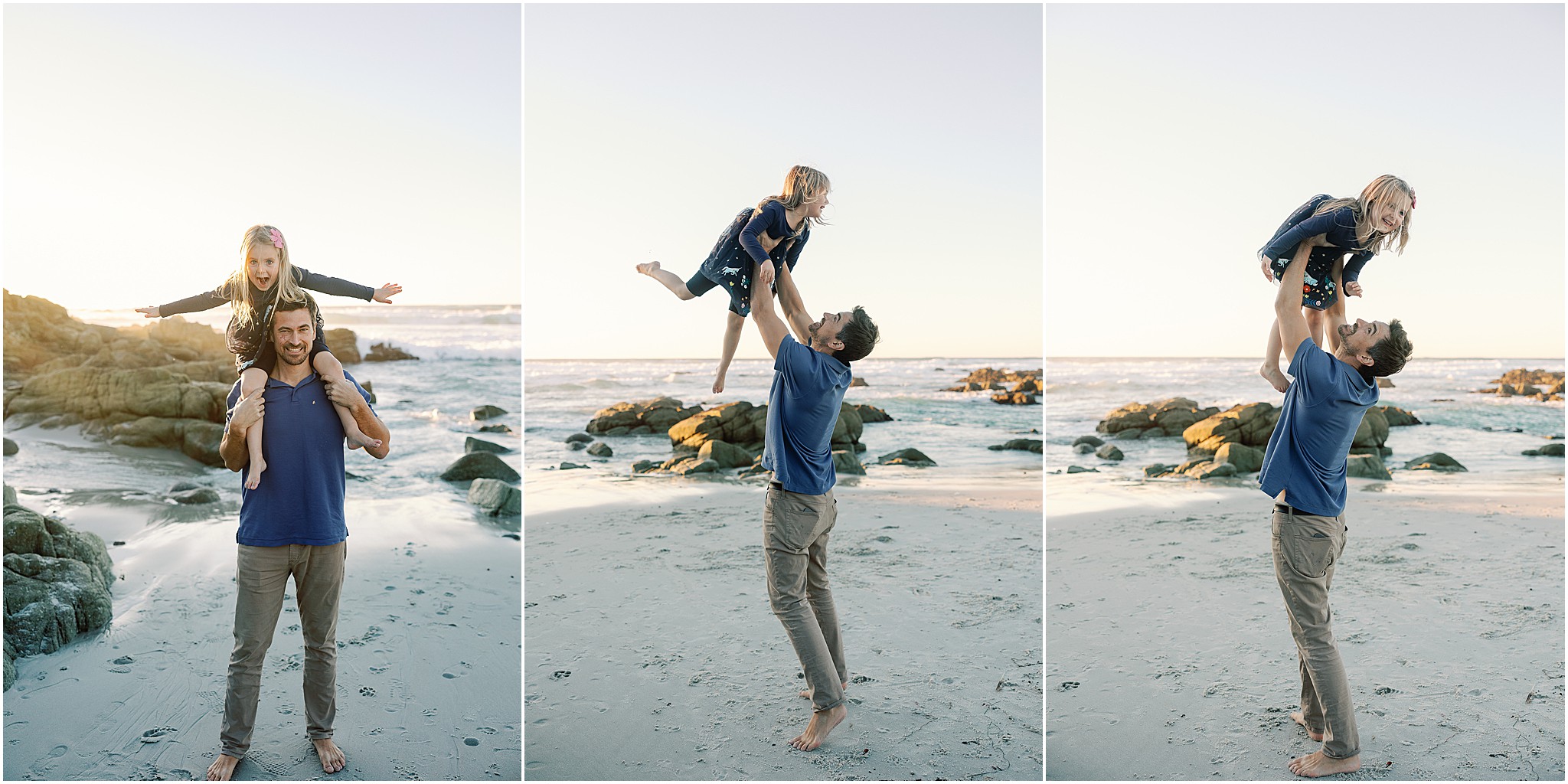 Father-daughter fun captured at Carmel Beach California.