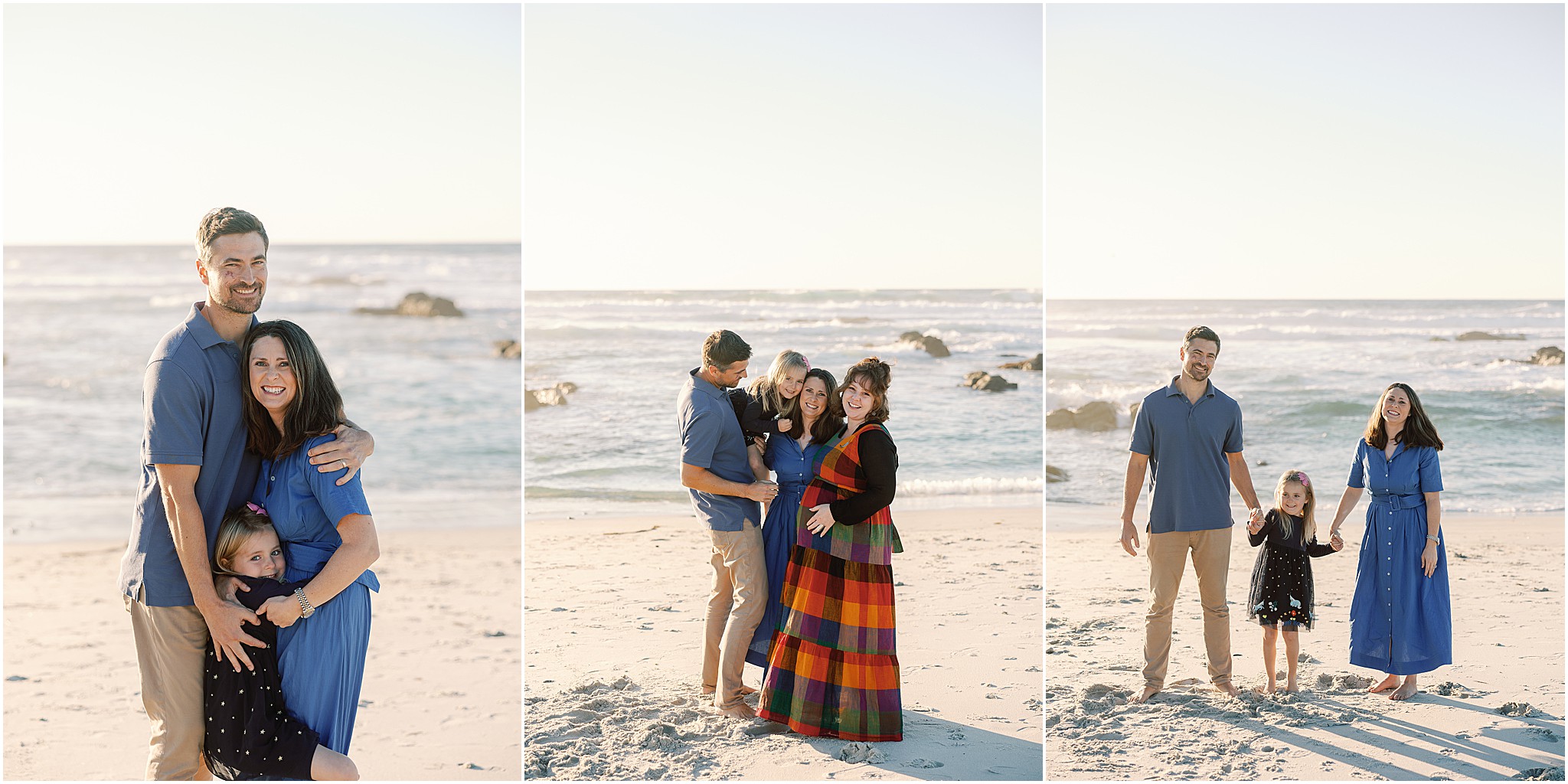 Carmel Beach maternity photography with ocean backdrop.
