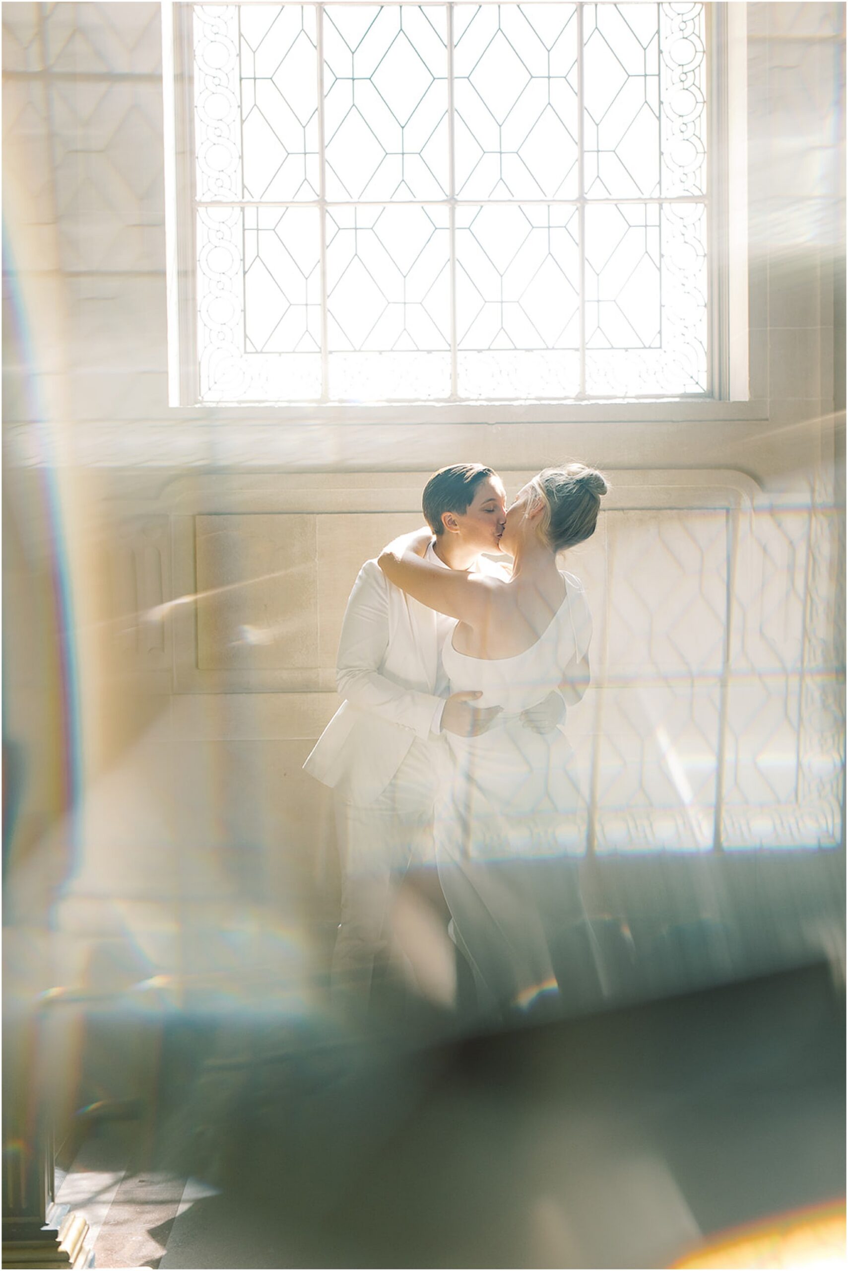 Intimate wedding moment captured at City Hall.