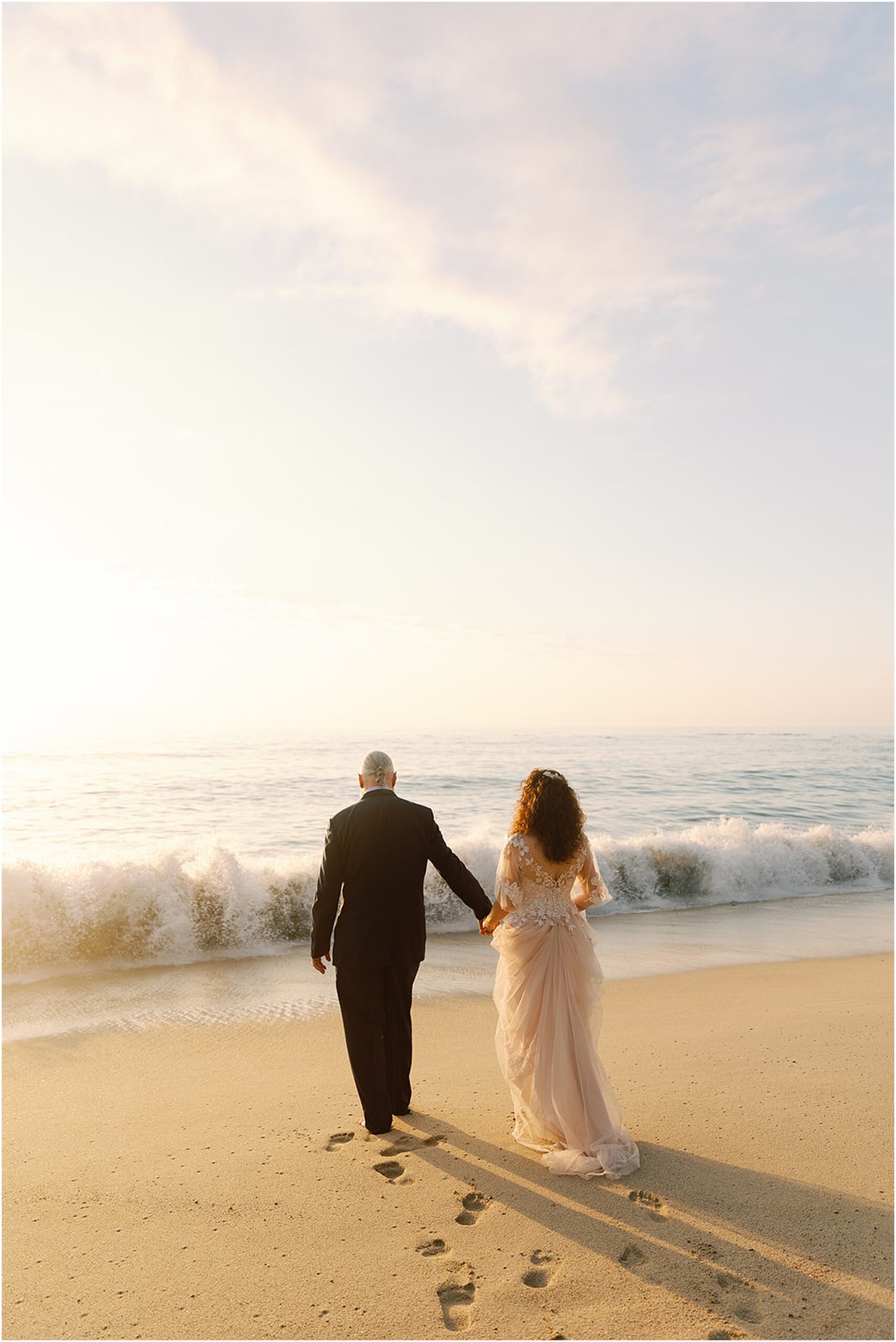 Golden hour wedding portraits along Big Sur coastline